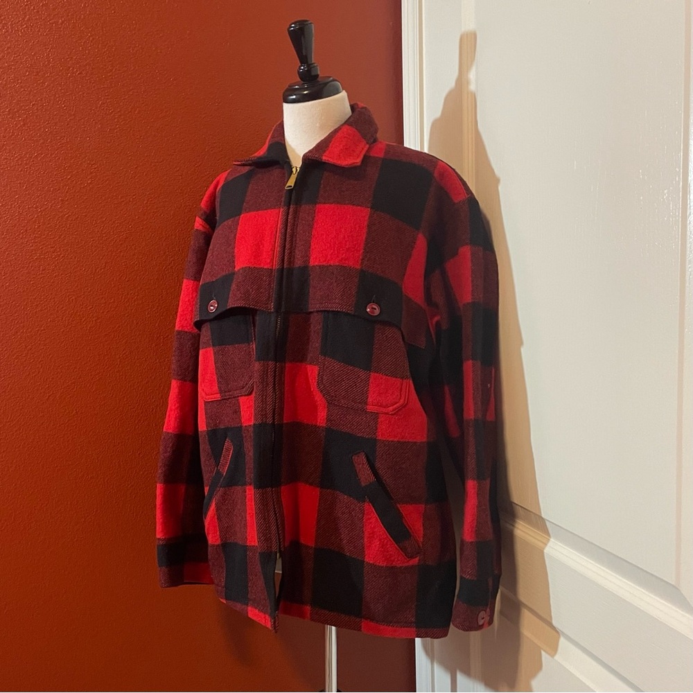 Alaska Sleeping‎ Bag Company Men’s Vintage Red Buffalo Plaid Wool Coat Jacket